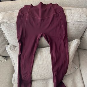 Lululemon Maroon Crop High-Waisted Leggings - 4